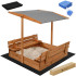 Springos SB120RSET katusega liivakast 120 × 120 cm kaanega, pruun