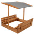 Springos SB120RSET katusega liivakast 120 × 120 cm kaanega, pruun