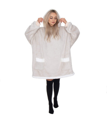 Kapuutsiga tekk, helehall, oversize, Springos HA7322