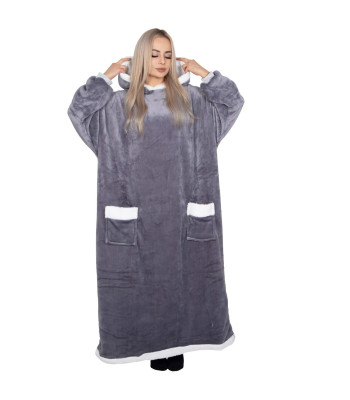 Suur kapuutsiga tekk – hoodie blanket, hall, oversize, Springos HA7328