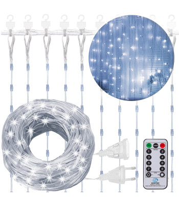 Jõulutuled – külmvalged jääpurikatuled, Springos CL0334, 3 × 3 m, 300 LED-i