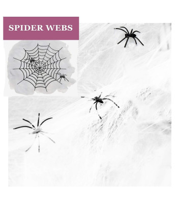 Halloweeni dekoratiivne ämblikuvõrk kahe ämblikuga, Springos HA5229, 20 g, 1,9 m