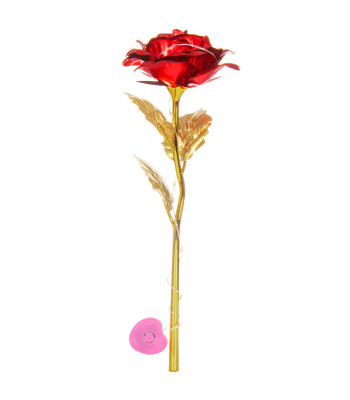 Igavene roos, LED-valgustusega kaunistus, punane lill, Springos HA5158, 25 cm