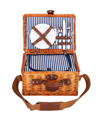 Termoisolatsiooniga piknikukorv kahele inimesele, vitstest, pruun, 37 x 27 x 20 cm