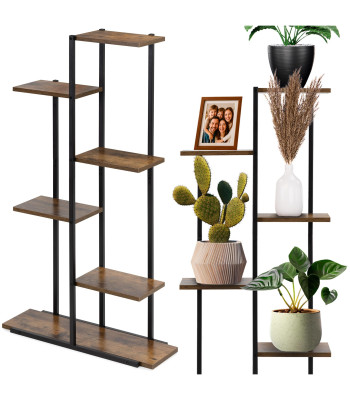 Metallist lillealus, loft-stiilis, mitmetasandiline, 6 riiuliga, Springos GA0211, 113 cm