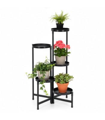 Metallist mitmetasandiline lillealus 5 riiuliga loft-stiilis elutuppa, must – 78,5 cm