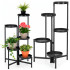 Metallist mitmetasandiline lillealus 5 riiuliga loft-stiilis elutuppa, must – 78,5 cm