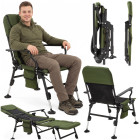 Kokkupandav kalastustool Springos® CS0192 tumeroheline/must – 5 asendit, reguleeritavad jalad, kuni 140 kg