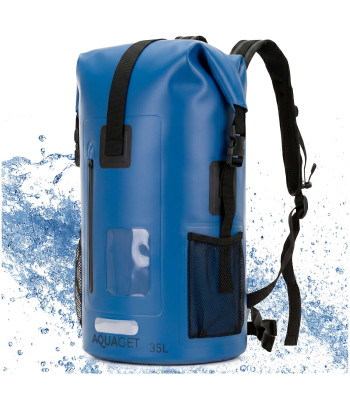 Veekindel seljakott-kott taskute ja rihmadega, sinine/must, Aquaget® AQ0024, 35 L