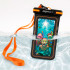 Ujuv veekindel telefonikott kahekordse taskuga, IPX8, TPU, oranž/must/läbipaistev Aquaget® AQ0027
