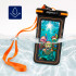 Ujuv veekindel telefonikott kahekordse taskuga, IPX8, TPU, oranž/must/läbipaistev Aquaget® AQ0027