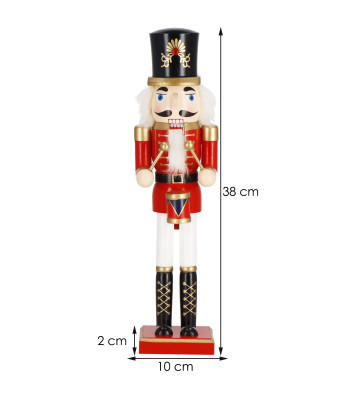 Jõulukaunistus pähklipureja trummiga, Springos®, CA0818, 38 cm