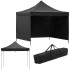 Kokkupandav aiapaviljon külgseintega, must, Springos GP0011, 3 × 3 m
