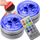 2 X Juhtmeta RGB LED Lamp koos Puldiga Auto Interjöörile