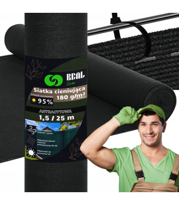 Aia kate - võrk päikese ja tuule eest 95%, 1,5x25 m, 180 g/m², grafiit