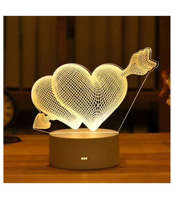 3D Illusiooni Armastus Süda Laualamp
