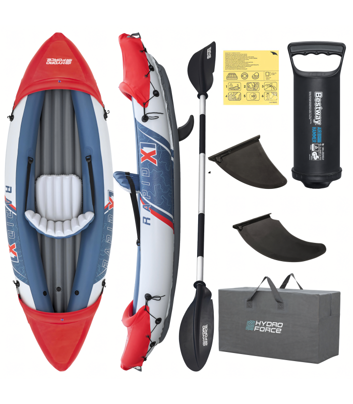 Bestway 65176 Ühe Inimese Täispuhutav Kajak Rapid X1 Komplekt Pumba Aeru ja Kotiga