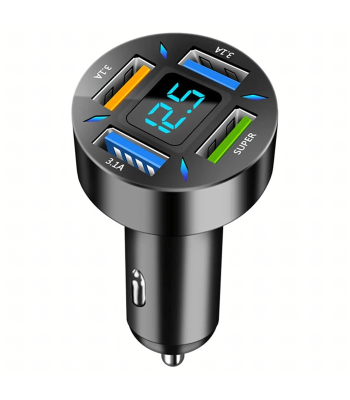 Kiire ja Võimas Autolaadija 3.1A LED LCD 4 x USB 66W Kiirlaadimine