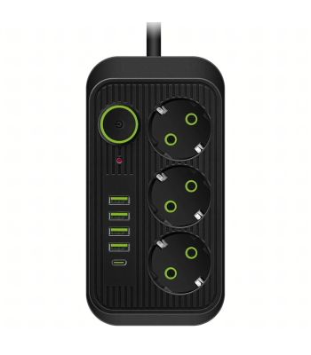 Toitejuhtme pikendusjuhe 2m 3 pistikupesa 5 x USB laadija lüliti