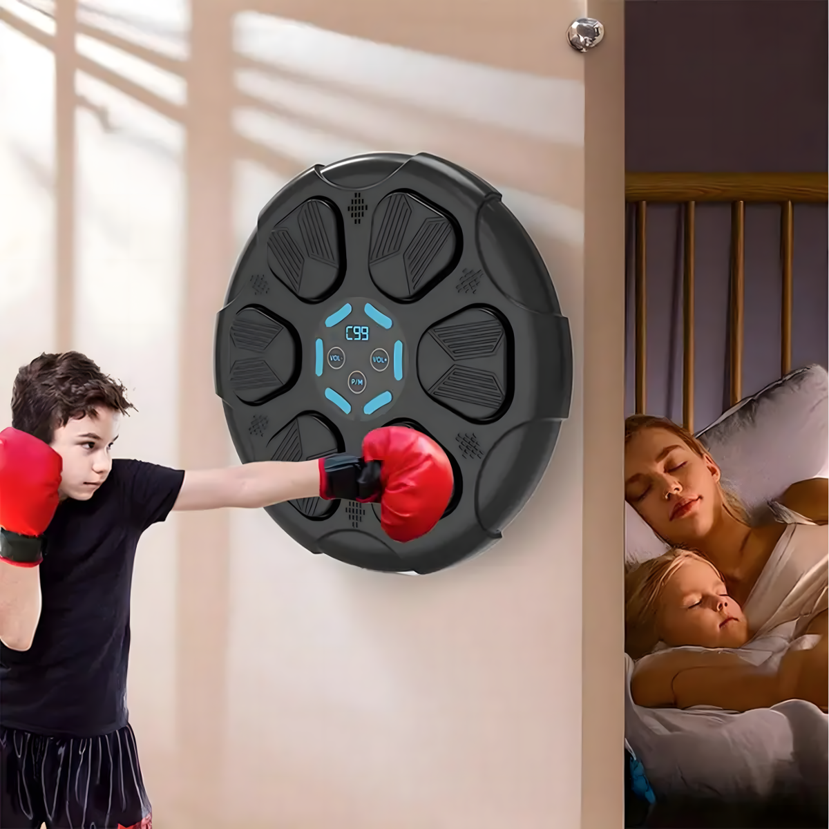 Interaktiivne poksimasin Bluetoothi ja muusikaga