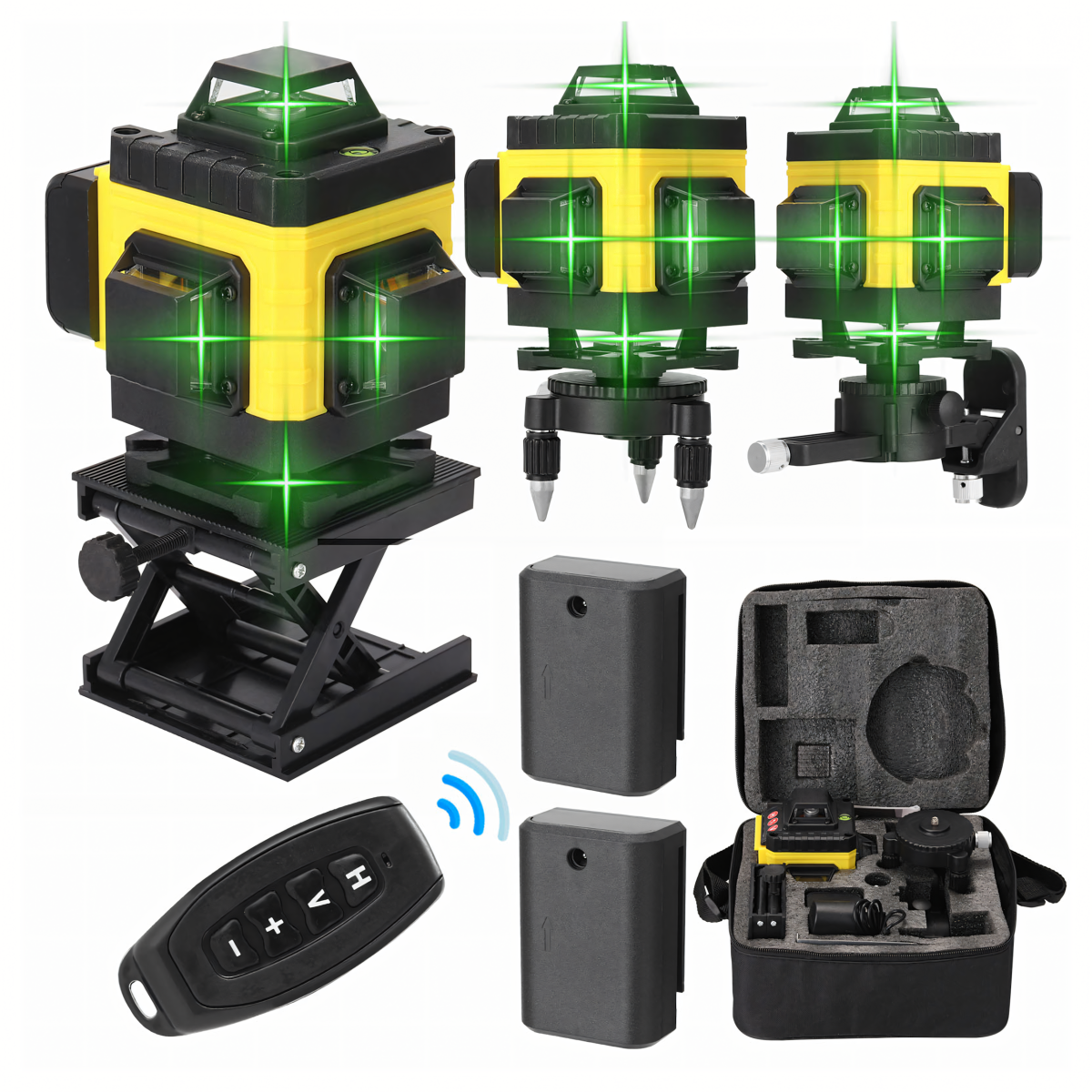 Laserpoziomer 4D 360° 16 Joont Statiivi ja 2 Akuga