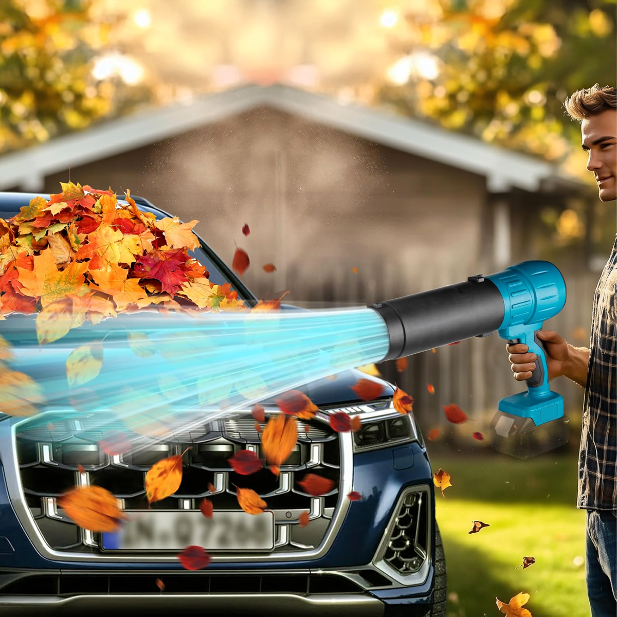 Juhtmeta lehepuhur 400W 2xAku Kott