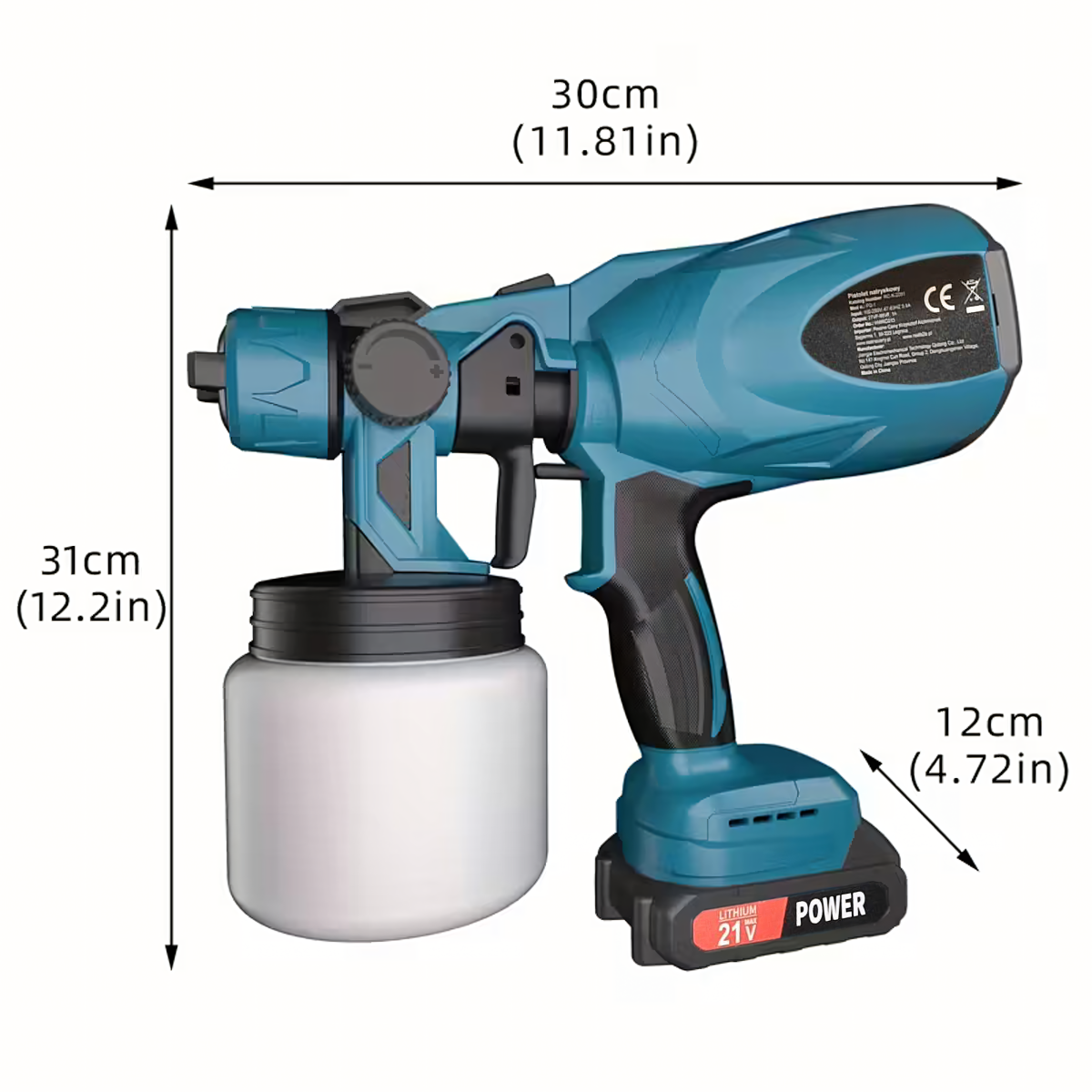 Akuga pritsimispüstol värvimiseks 800ml