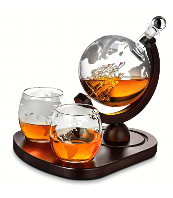 Whisky Komplekt Karahvin Globus 850ml Laev 2 Klaasi Graveeringuga Kingitus