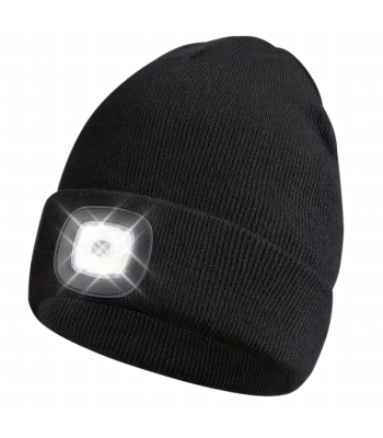 Talve Müts LED Laternaga Pealamp Jooksmiseks Must