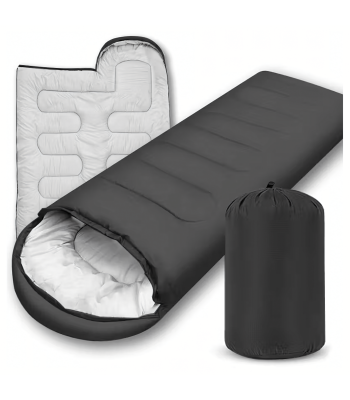 Magamiskott 2in1 Mumia Turismile Kerge Soe Kapuutsiga 210x75 cm Must