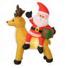 Täispuhutav Jõuluvana põhjapõdraga 1,5m Jõulukaunistus LED valgustusega