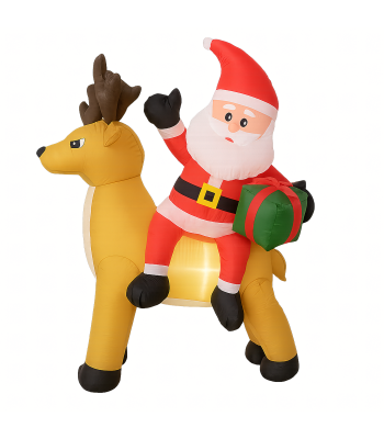 Täispuhutav Jõuluvana põhjapõdraga 1,5m Jõulukaunistus LED valgustusega