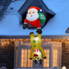 Täispuhutav Jõuluvana Põhjapõdraga, 2,1m Jõulukaunistus LED Valgustusega