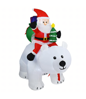 Puhutav Jõulukaunistus LED Jõuluvana Karu Seljas XXL 2,1m