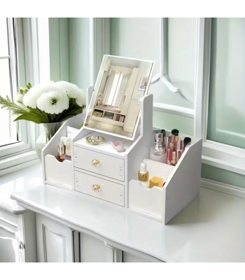 Väike tualettlaud peegliga kosmeetikatarvikute korraldaja