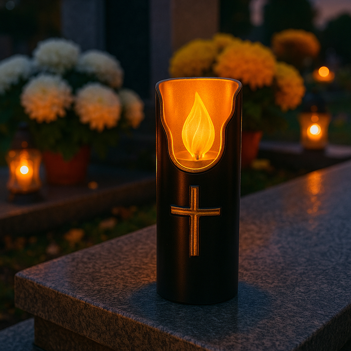 LED Küünal Aku Must Küünal Leekefektiga 15cm Matusele
