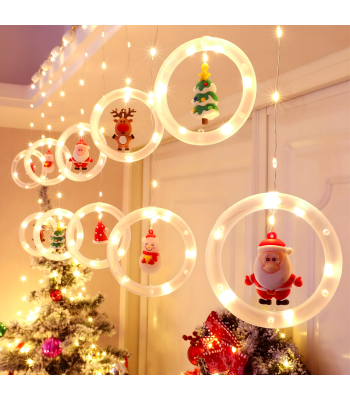 LED Kardin Valgustid Pühadeks Ringid Kujukestega 10 tk 8 Režiimi 110 LED