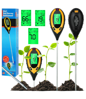 4in1 mulla pH-meeter mulla tester temperatuurimõõtjaga