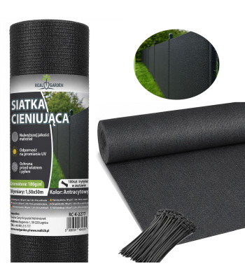 Varjutus- ja privaatsusvõrk aiale 1,5 x 50 m, 95%, 180 g/m² + 100 kinnitussidet