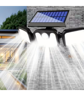 Päikeseenergial töötav välisvalgusti tänavale liikumis- ja hämarusanduriga, 4w1, 74 LED