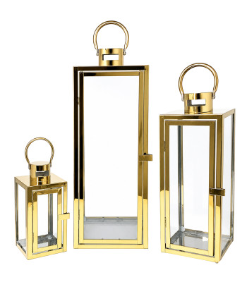 3-osaline dekoratiivsete klaaslaternate komplekt, suured laternad 31-41-52cm
