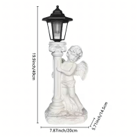 Päikeseenergial töötav LED-inglikujuke, küünlajalg, aiakaunistus hauale, 49 cm