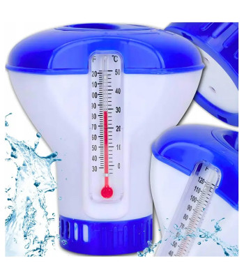Basseinitablettide dosaator termomeetriga, ujuv kemikaalidosaator ja termomeeter, 2w1
