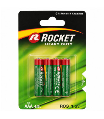 Rocketi tsink-süsinikpatareide komplekt, 40 tk (10 komplekti × 4 tk), AAA R03 1,5V