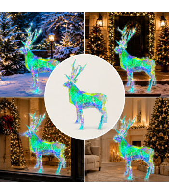LED-holograafiline 3D-geomeetriline jõulupõder aiakaunistuseks, 90cm