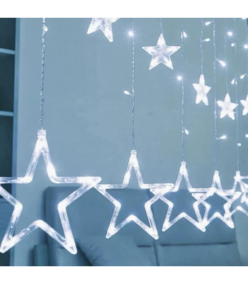 Tähtedega dekoratiivne LED-valguskardin, 120 LED-i, 2m