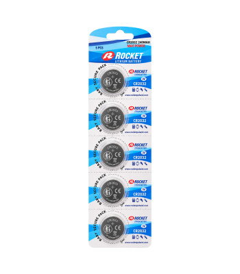Rocket liitium-nööppatareid, 3V, 240mAh, 100 tk (20 × 5 tk), CR2032
