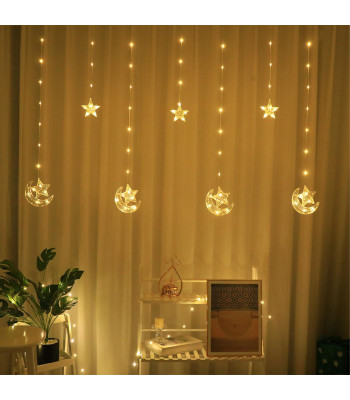 Jõulutulede valguskardin tähtedega, 7x LED, 2m