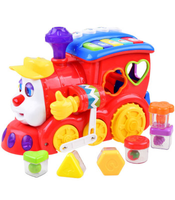Interaktiivne Lokomotiiv Sorter + Värvilised Klotsid Muusika + Valgus