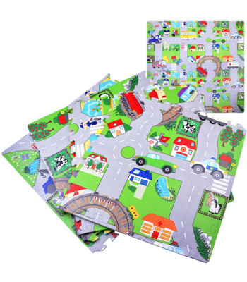 Suured vahtpuzzled LINNATÄNAV Pehme mängumatt lastele 120x120cm ZA2510